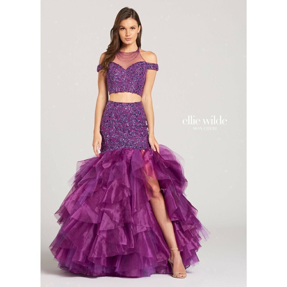 Ellie Wilde Grad Prom Dress EW118107 Purple